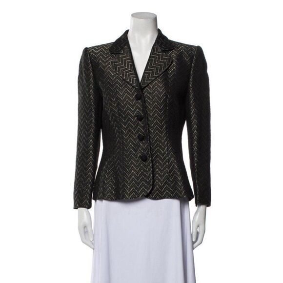 Valentino Authentic Vintage Black Silver Striped Blazer Jacket IT 40 US 6 Small - Picture 1 of 8